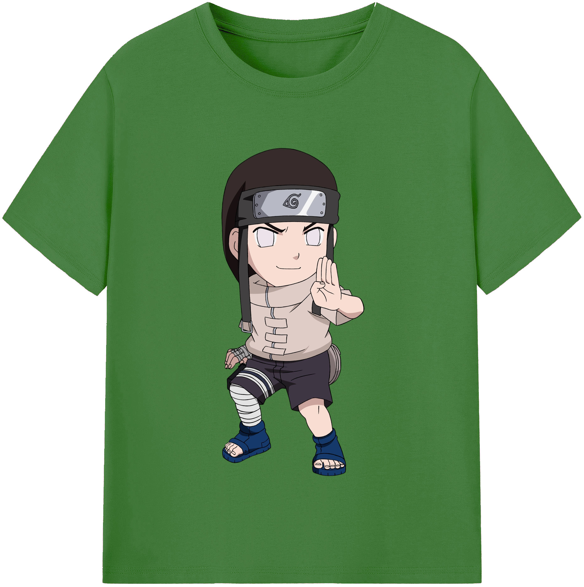 （画像用） NARUTO -ナルト- 日向ネジ Hyūga Neji レディースカジュアルプリントTシャツ（綿100％）